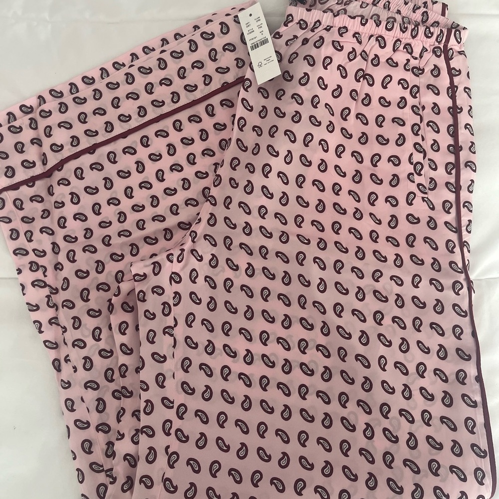 J. Crew Pink Paisley Wide Leg Pants